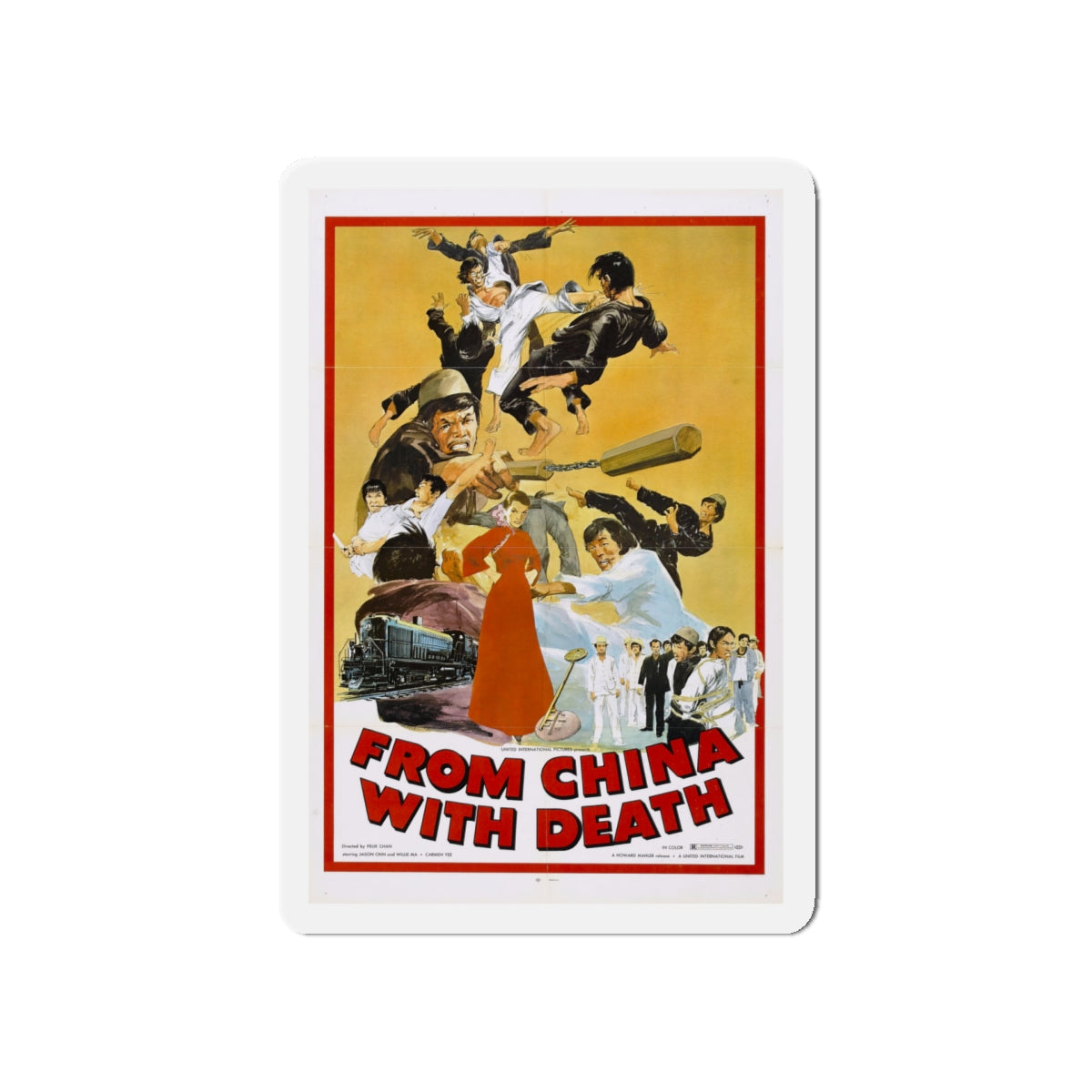 FROM CHINA WITH DEATH 1974 Movie Poster - Die-Cut Magnet-5" x 5"-The Sticker Space