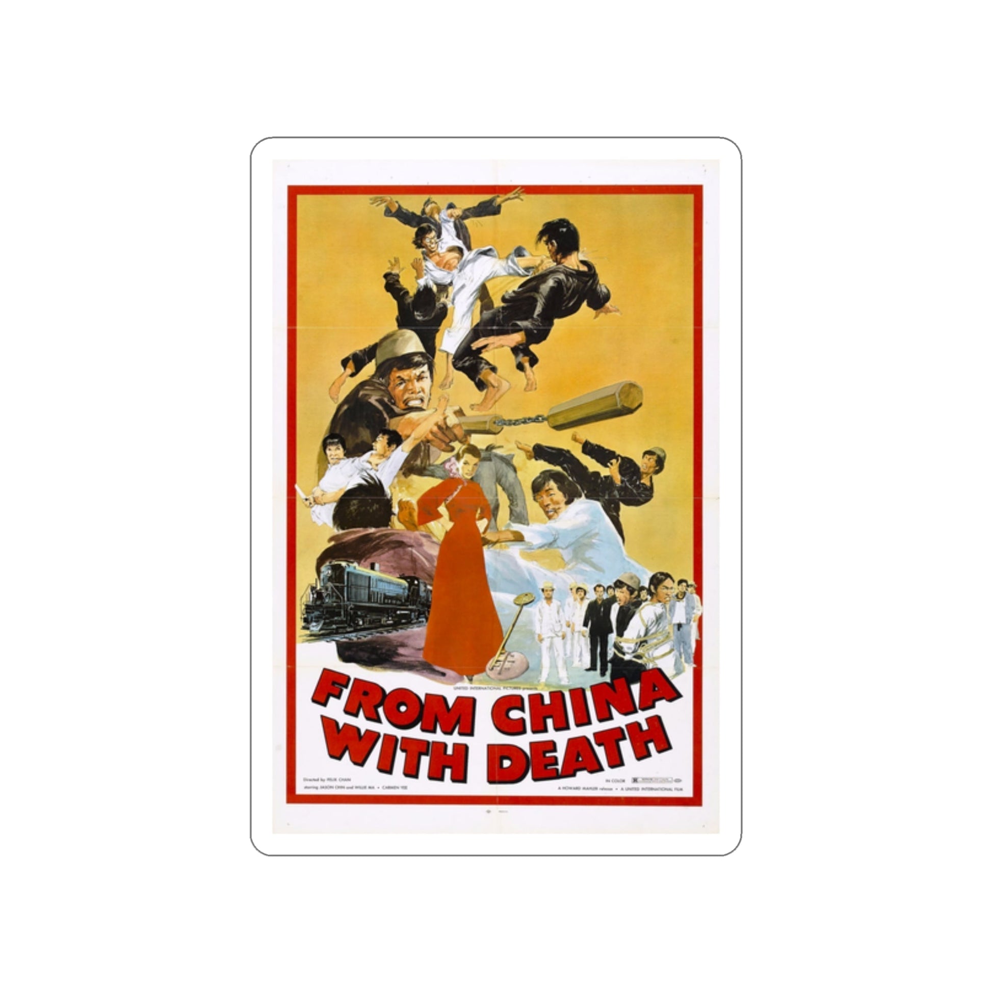 FROM CHINA WITH DEATH 1974 Movie Poster STICKER Vinyl Die-Cut Decal-2 Inch-The Sticker Space