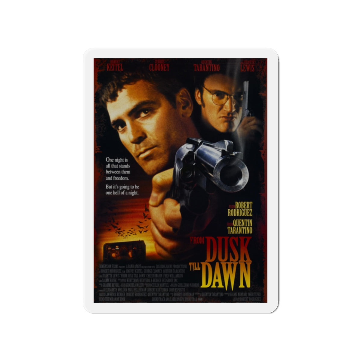 FROM DUSK TILL DAWN 1996 Movie Poster - Die-Cut Magnet-2" x 2"-The Sticker Space