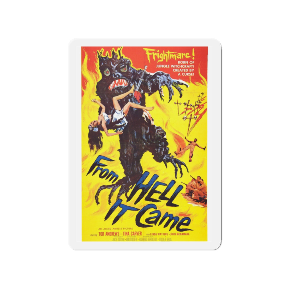 FROM HELL IT CAME 1957 Movie Poster - Die-Cut Magnet-2" x 2"-The Sticker Space