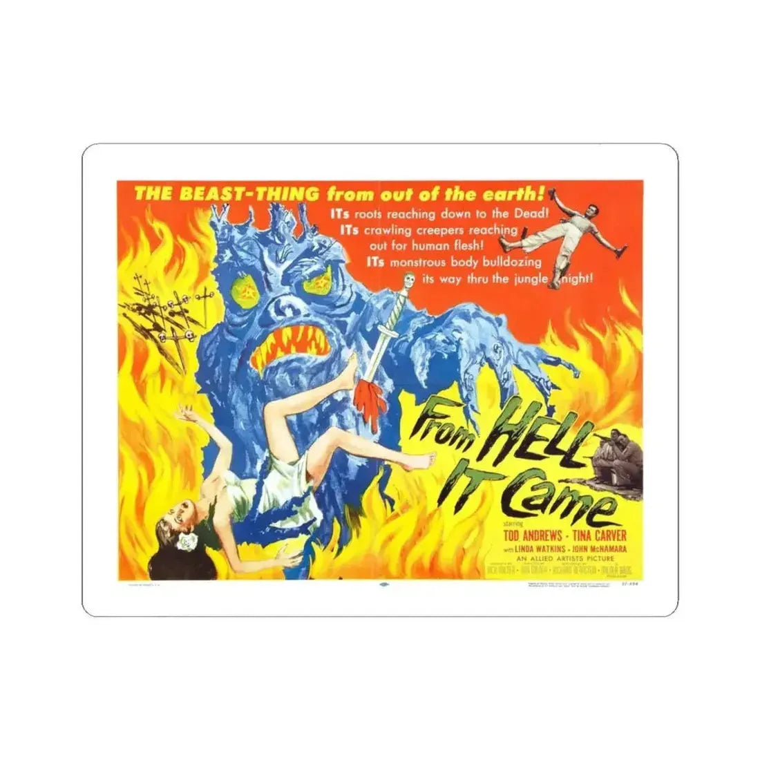 FROM HELL IT CAME (2) 1957 Movie Poster - STICKER Vinyl Kiss-Cut Decal 3 Inch White - The Sticker Space