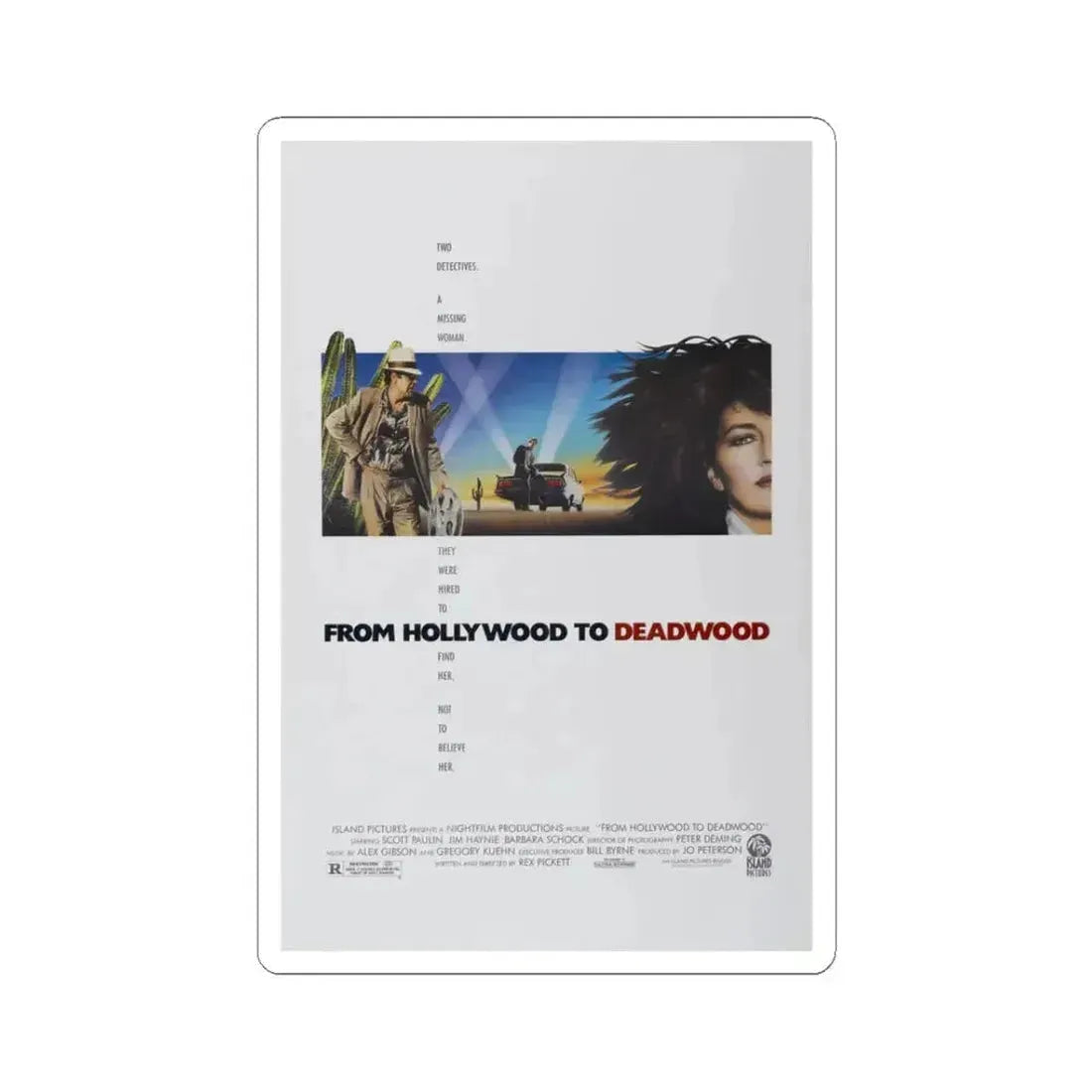 From Hollywood to Deadwood 1989 Movie Poster - STICKER Vinyl Kiss-Cut Decal 3 Inch White - The Sticker Space