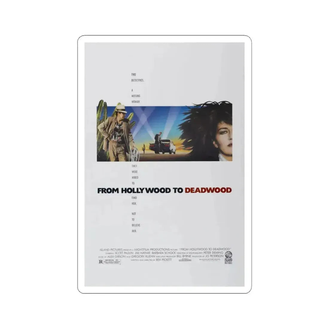From Hollywood to Deadwood 1989 Movie Poster - STICKER Vinyl Kiss-Cut Decal 6 Inch White - The Sticker Space