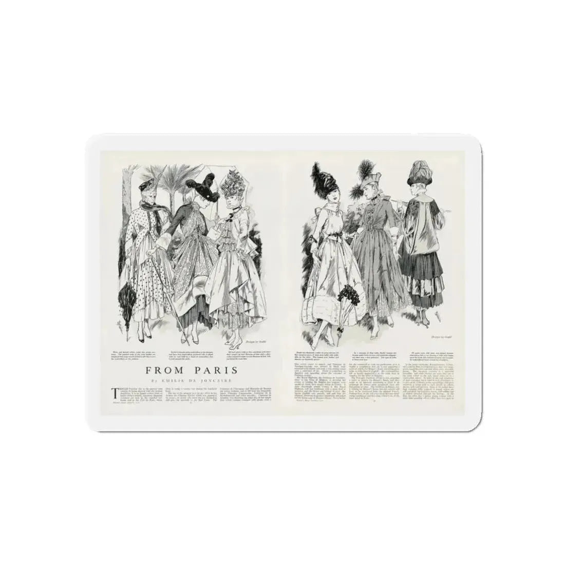 From Paris, Harper's Bazaar, May 1916 (Magazine Illustration) Refrigerator Magnet 3 Inch Die-Cut - The Sticker Space