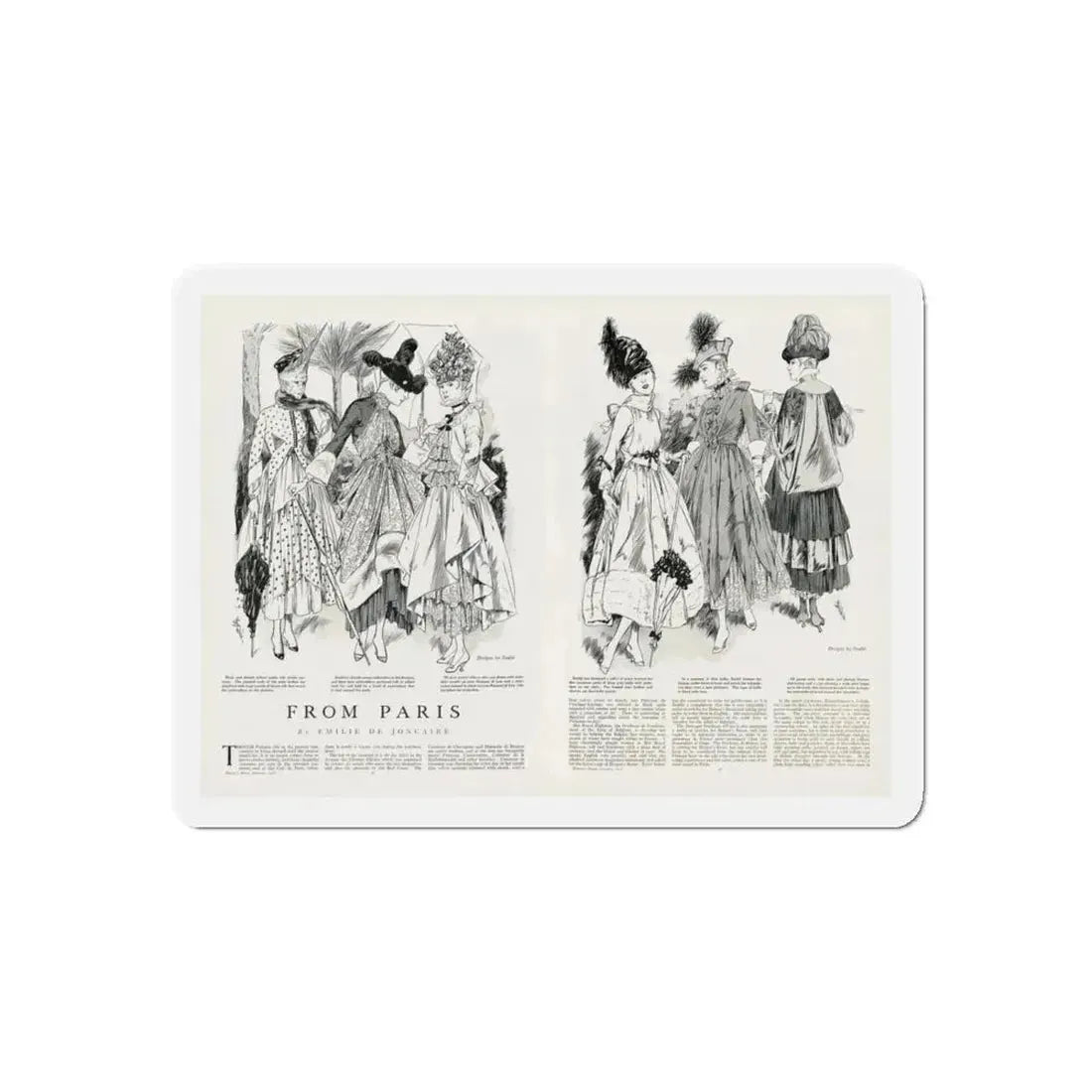From Paris, Harper's Bazaar, May 1916 (Magazine Illustration) Refrigerator Magnet 4 Inch Die-Cut - The Sticker Space