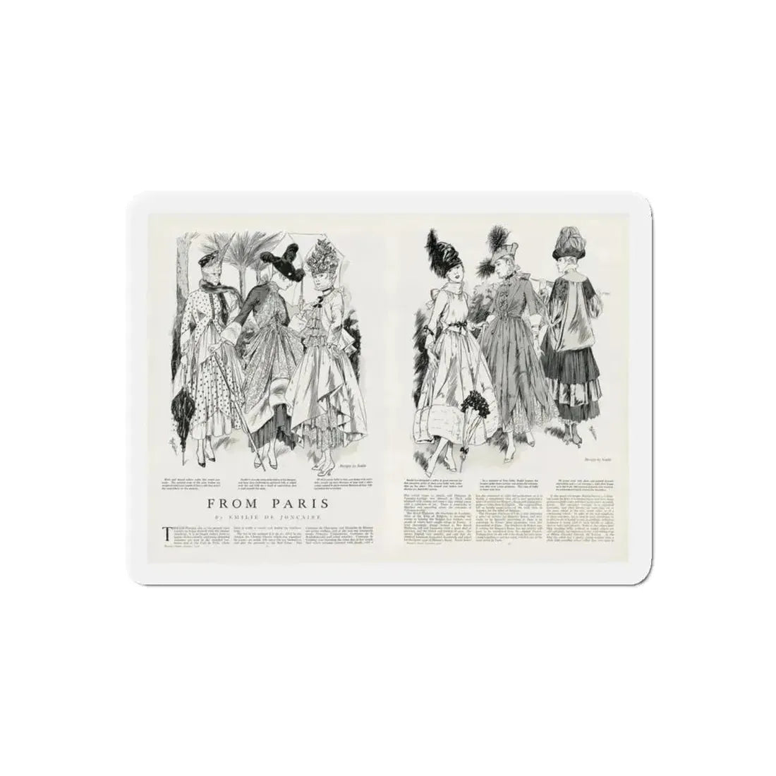 From Paris, Harper's Bazaar, May 1916 (Magazine Illustration) Refrigerator Magnet 5 Inch Die-Cut - The Sticker Space