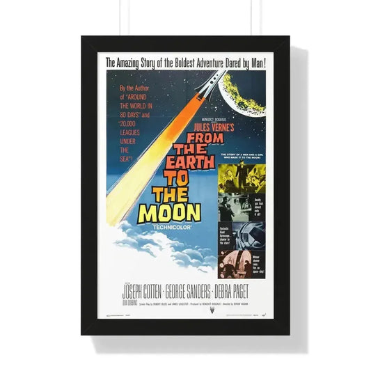 FROM THE EARTH TO THE MOON 1958 - Framed Movie Poster 16″ x 24″ Black - The Sticker Space