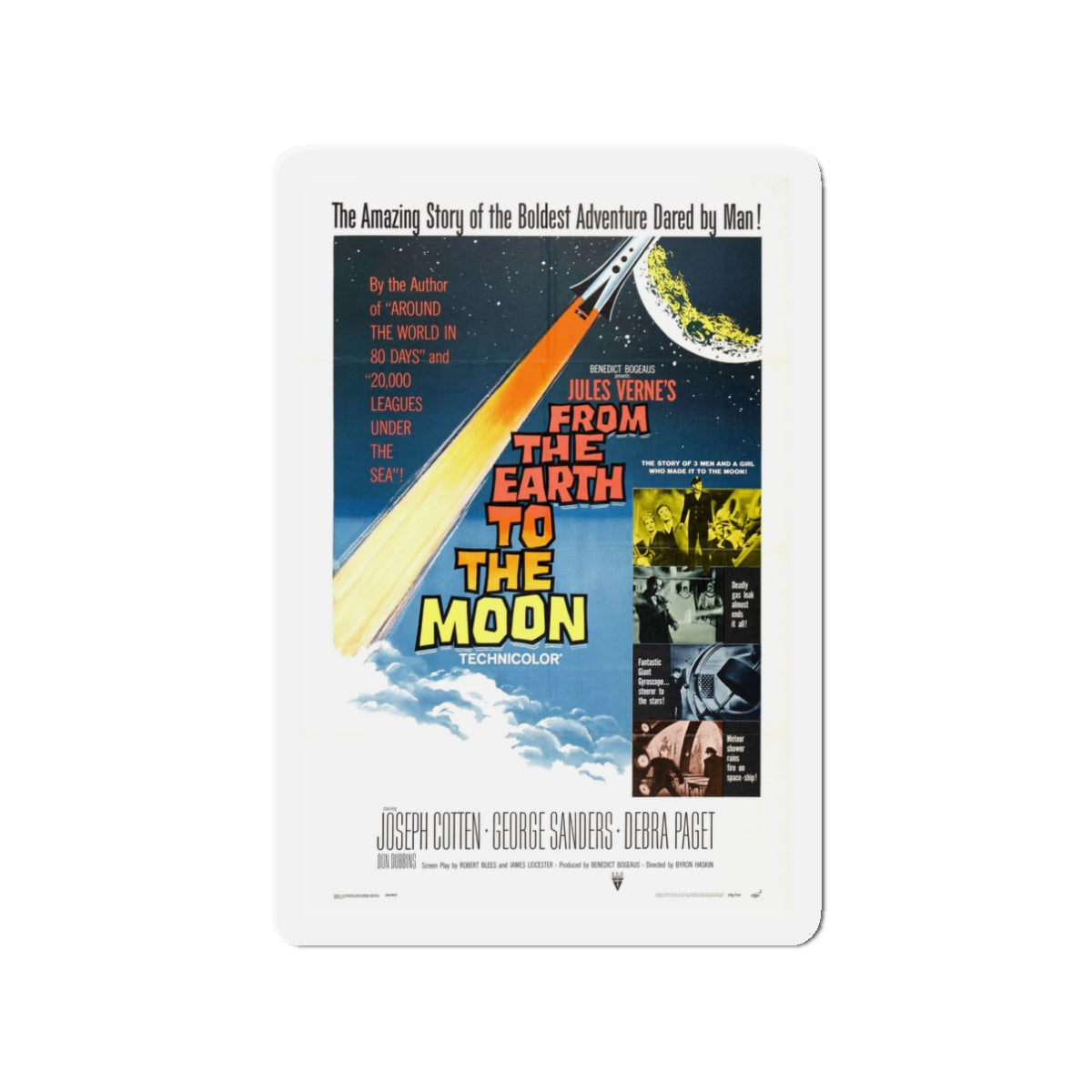 FROM THE EARTH TO THE MOON 1958 Movie Poster - Die-Cut Magnet-3" x 3"-The Sticker Space