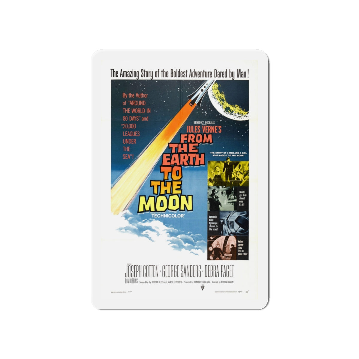 FROM THE EARTH TO THE MOON 1958 Movie Poster - Die-Cut Magnet-4" x 4"-The Sticker Space