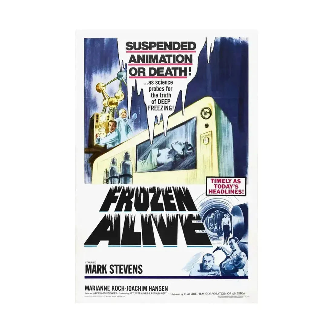 FROZEN ALIVE 1964 - Paper Movie Poster - The Sticker Space