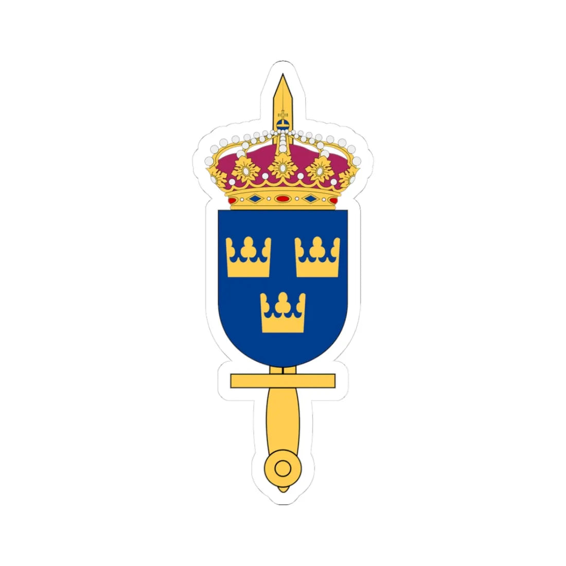 Försvarsmakten vapen (Sweden) (Coat of Arms) STICKER Vinyl Kiss-Cut Decal 3 Inch White - The Sticker Space