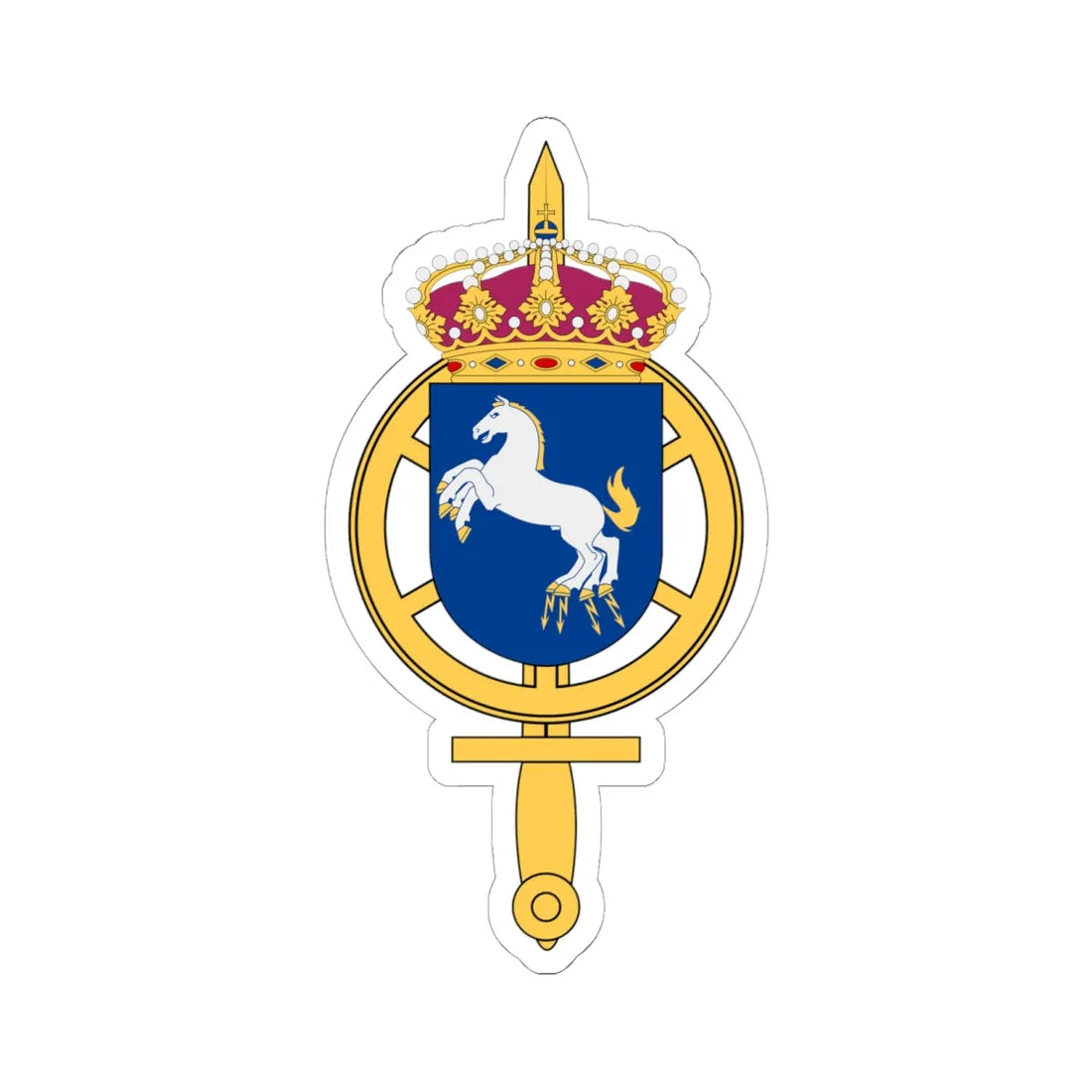 Försvarsmaktens underhållscentrum (Sweden) (Coat of Arms) STICKER Vinyl Kiss-Cut Decal 6 Inch White - The Sticker Space