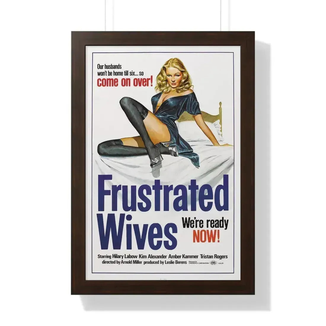 FRUSTRATED WIVES 1974 - Framed Movie Poster 16″ x 24″ Walnut - The Sticker Space
