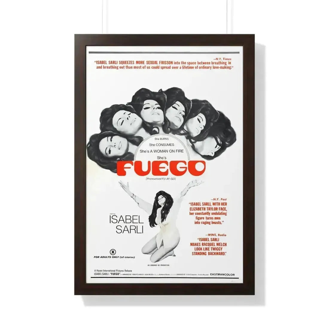FUEGO 1969 - Framed Movie Poster 20" x 30" Walnut - The Sticker Space
