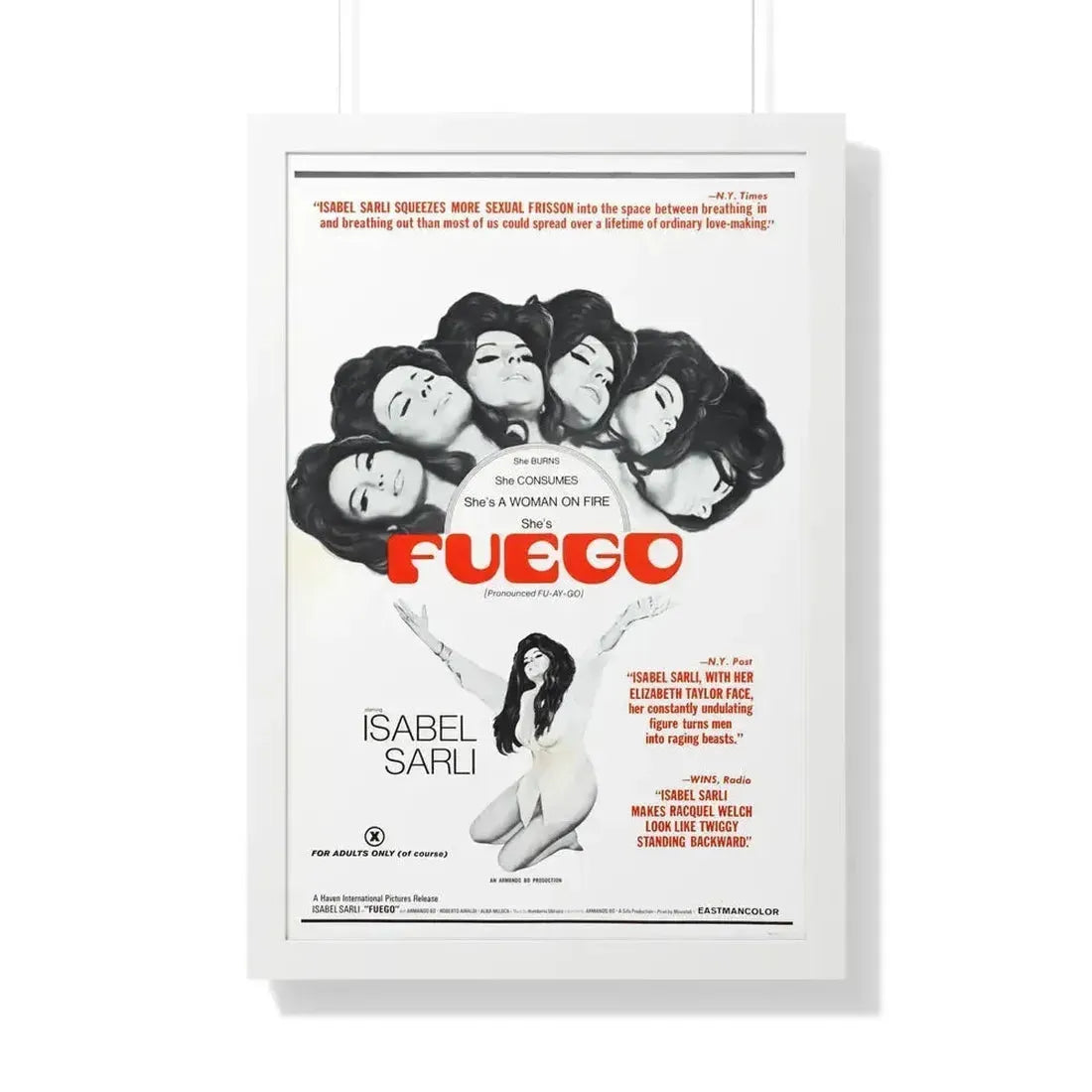 FUEGO 1969 - Framed Movie Poster 20" x 30" White - The Sticker Space