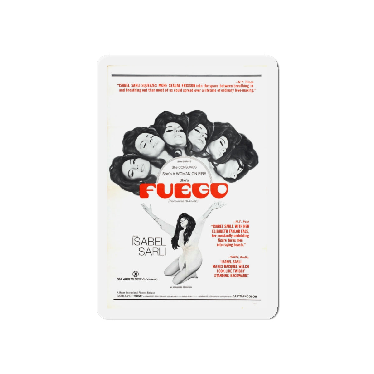 FUEGO 1969 Movie Poster - Die-Cut Magnet-6 × 6"-The Sticker Space