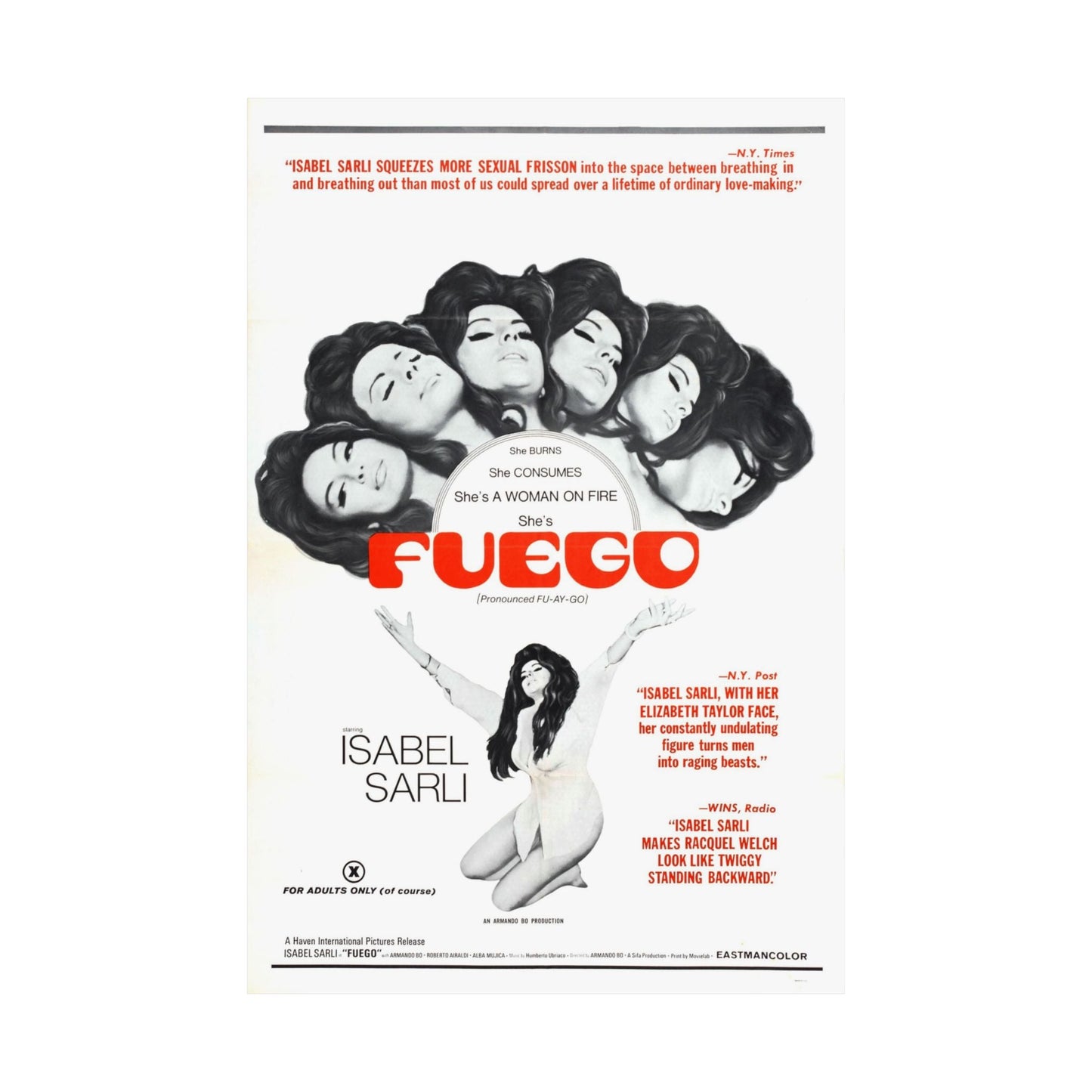 FUEGO 1969 - Paper Movie Poster-The Sticker Space