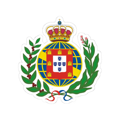 Full arms of the United Kingdom Portugal Brazil and Algarves (Portugal) (Coat of Arms) STICKER Vinyl Kiss-Cut Decal 4 Inch White - The Sticker Space