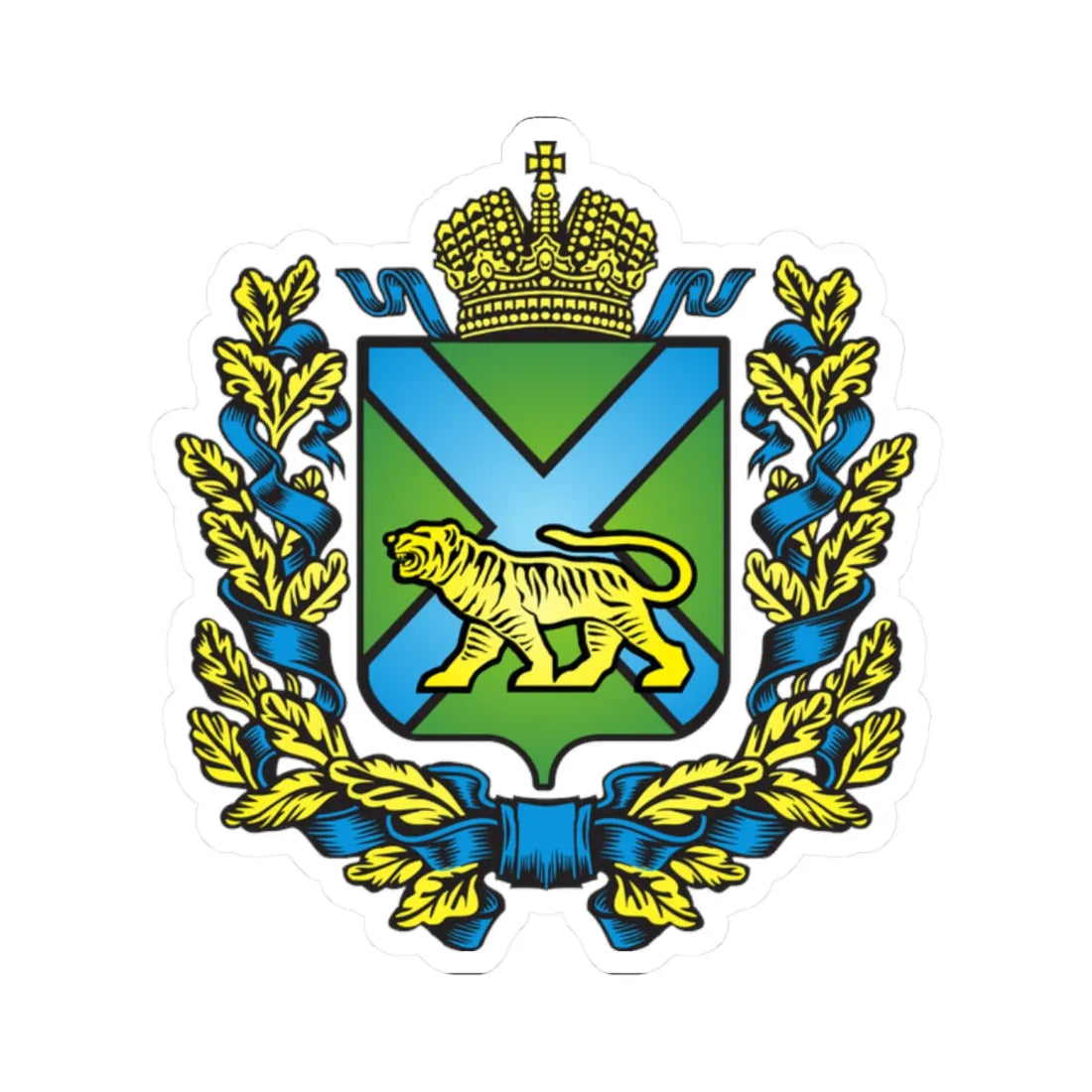 Full coat of arms of Primorsky Krai (Russia) (Coat of Arms) STICKER Vinyl Kiss-Cut Decal 2 Inch White - The Sticker Space