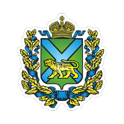 Full coat of arms of Primorsky Krai (Russia) (Coat of Arms) STICKER Vinyl Kiss-Cut Decal 6 Inch White - The Sticker Space