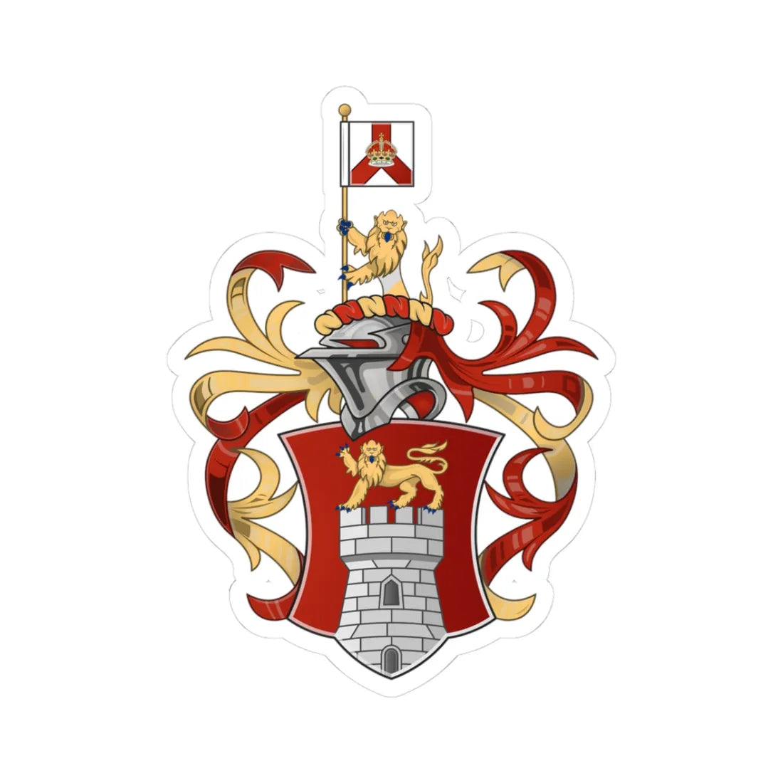 Full coat of arms of the Colony of Singapore 1948-1959 (Singapore) (Coat of Arms) STICKER Vinyl Kiss-Cut Decal - The Sticker Space