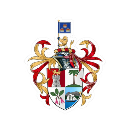 Full coat of arms of the Straits Settlements 1826-1946 (Malaysia) (Coat of Arms) STICKER Vinyl Kiss-Cut Decal 2 Inch White - The Sticker Space