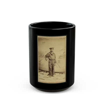 Full-Length Portrait Of An African American Sailor, Facing Front (U.S. Civil War) Black Coffee Mug-15oz-The Sticker Space