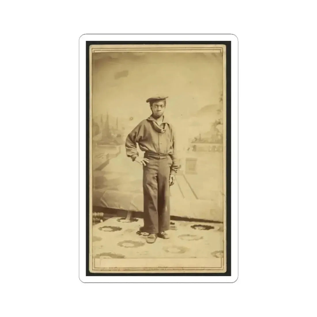 Full-Length Portrait of an African American Sailor, Facing Front (U.S. Civil War) STICKER Vinyl Kiss-Cut Decal 2 Inch White - The Sticker Space