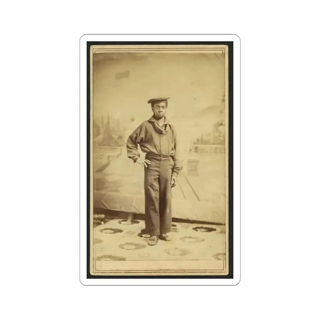 Full-Length Portrait of an African American Sailor, Facing Front (U.S. Civil War) STICKER Vinyl Kiss-Cut Decal 3 Inch White - The Sticker Space