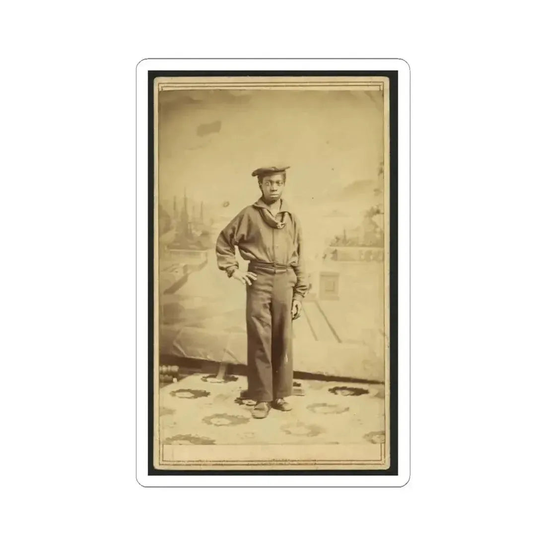 Full-Length Portrait of an African American Sailor, Facing Front (U.S. Civil War) STICKER Vinyl Kiss-Cut Decal 4 Inch White - The Sticker Space