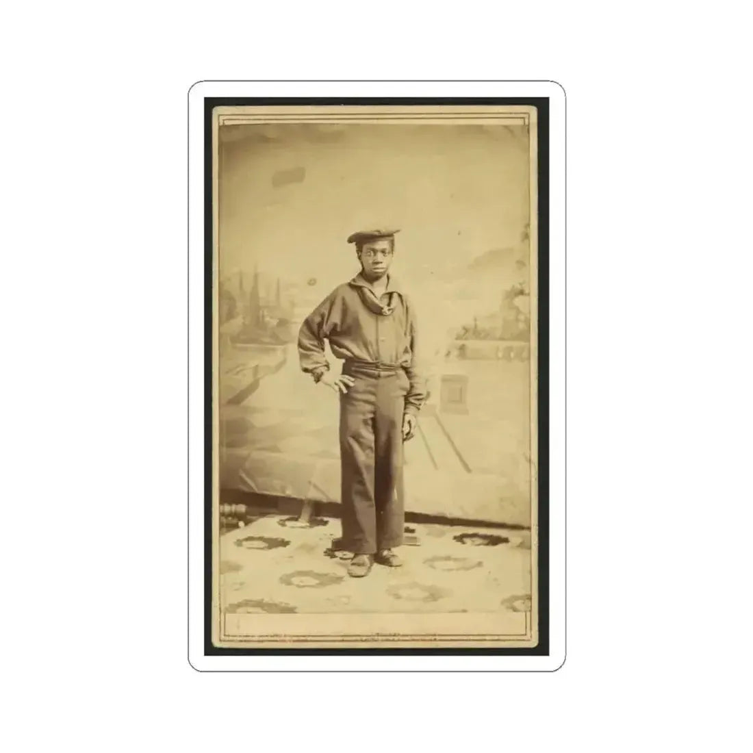 Full-Length Portrait of an African American Sailor, Facing Front (U.S. Civil War) STICKER Vinyl Kiss-Cut Decal 6 Inch White - The Sticker Space