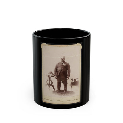 Full-Length Portrait Of An African American Veteran And Gar Member, Standing On Rug Between Table And Chair (U.S. Civil War) Black Coffee Mug-11oz-The Sticker Space