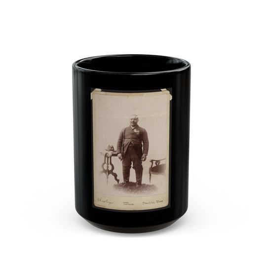 Full-Length Portrait Of An African American Veteran And Gar Member, Standing On Rug Between Table And Chair (U.S. Civil War) Black Coffee Mug-15oz-The Sticker Space