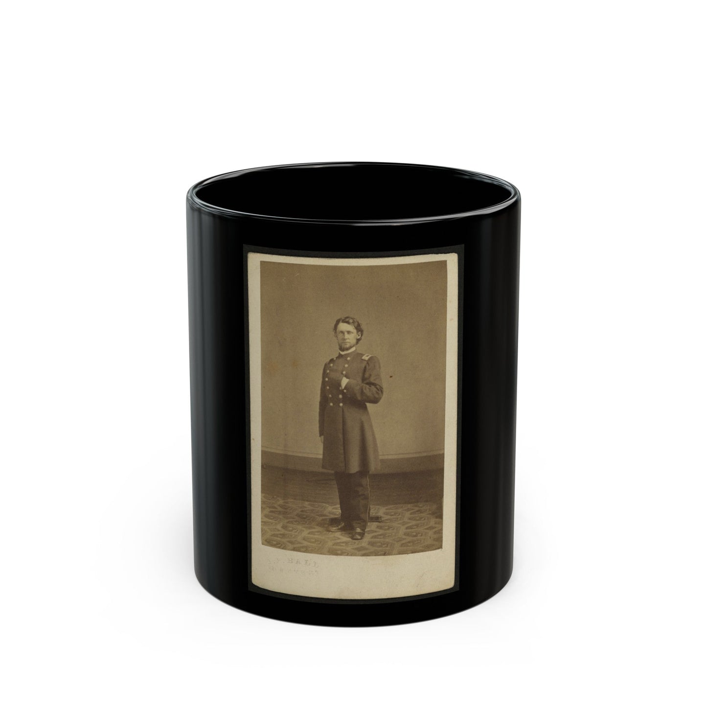 Full-Length Portrait Of An Unidentified Civil War Soldier 002 (U.S. Civil War) Black Coffee Mug-11oz-The Sticker Space