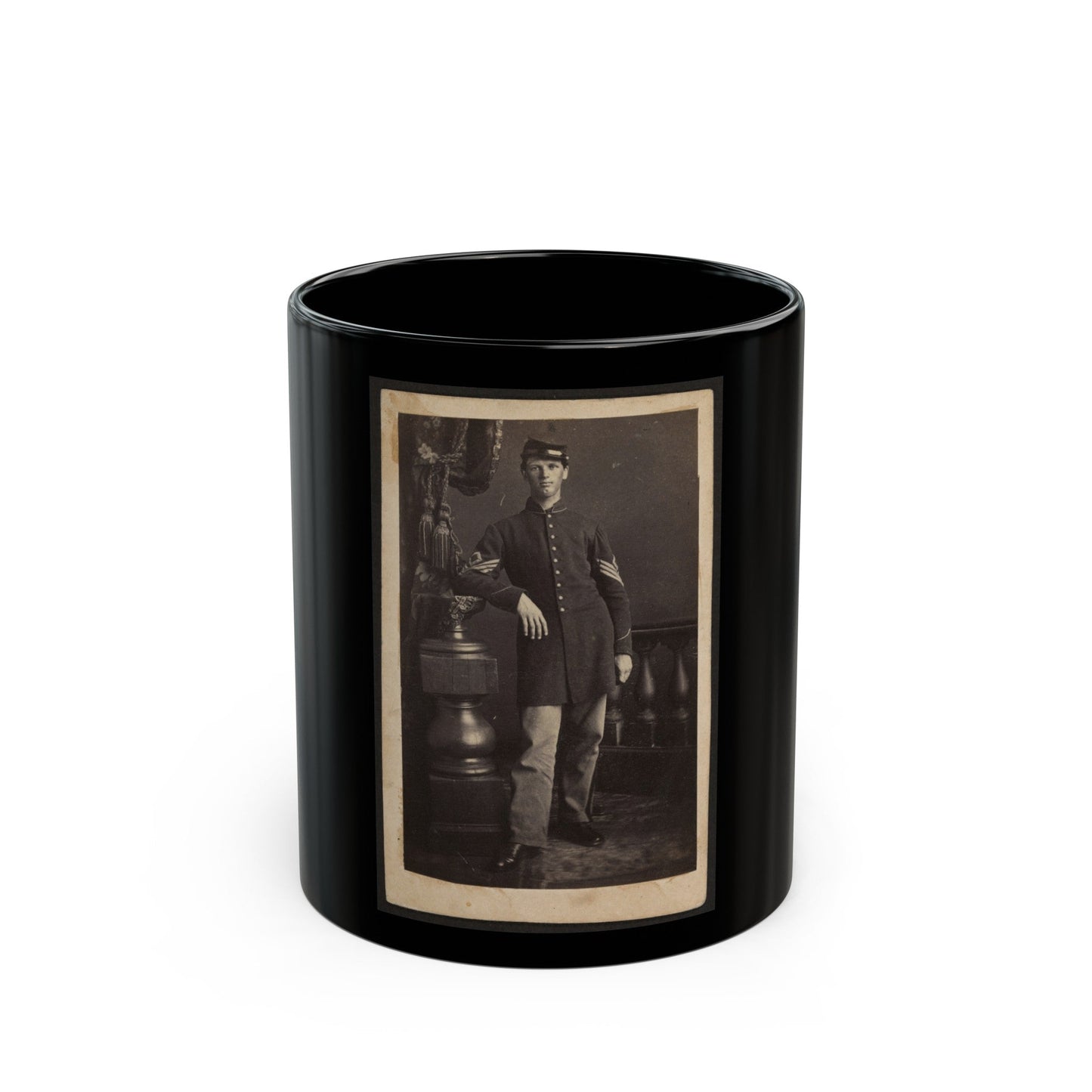 Full-Length Portrait Of An Unidentified Civil War Soldier (U.S. Civil War) Black Coffee Mug-11oz-The Sticker Space