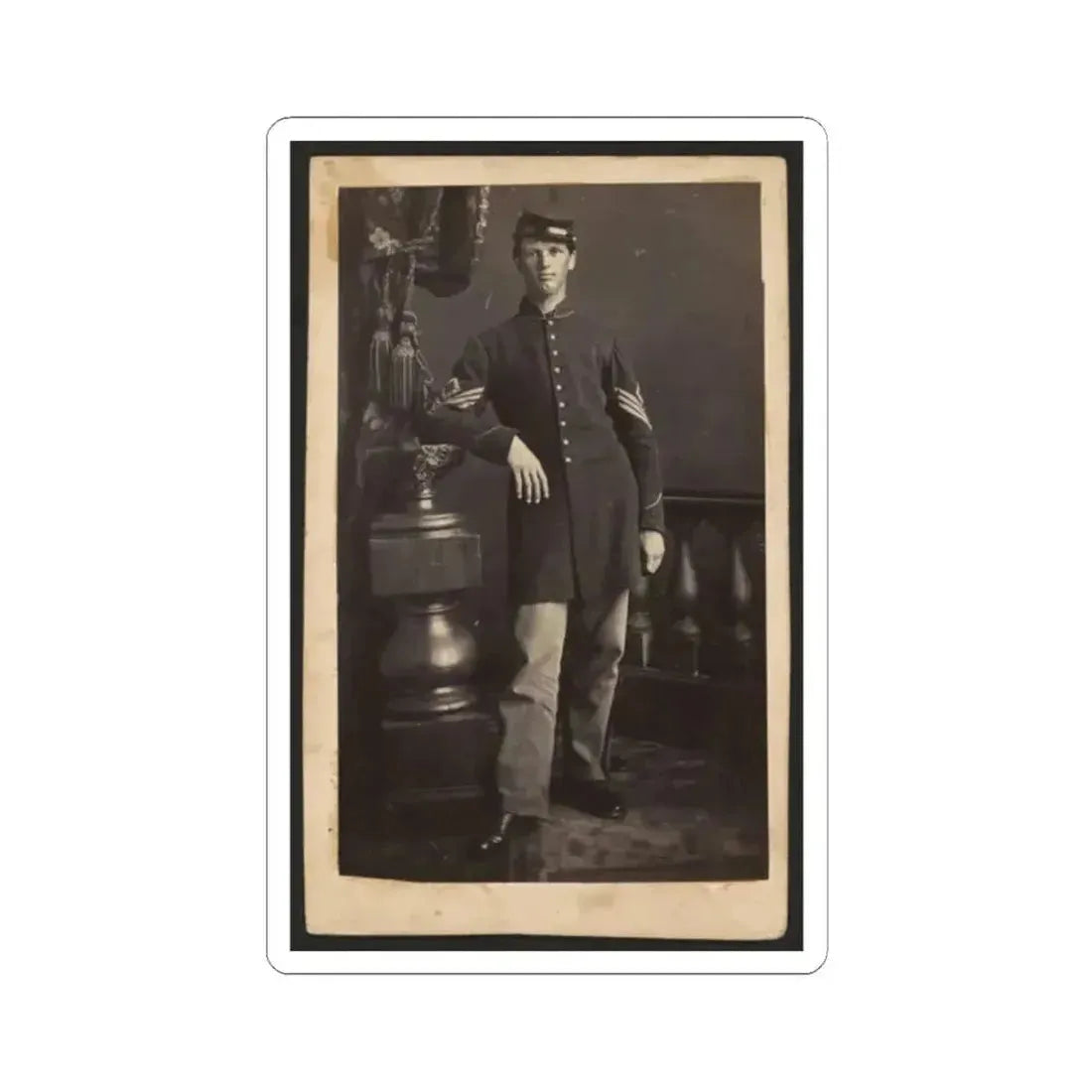 Full-Length Portrait of an Unidentified Civil War Soldier (U.S. Civil War) STICKER Vinyl Kiss-Cut Decal 2 Inch White - The Sticker Space