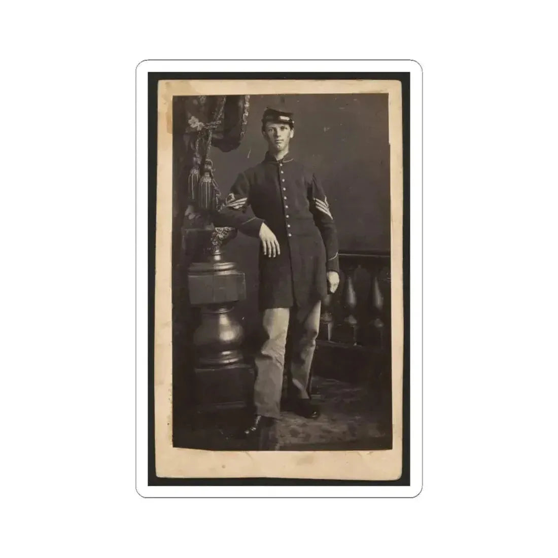 Full-Length Portrait of an Unidentified Civil War Soldier (U.S. Civil War) STICKER Vinyl Kiss-Cut Decal 4 Inch White - The Sticker Space