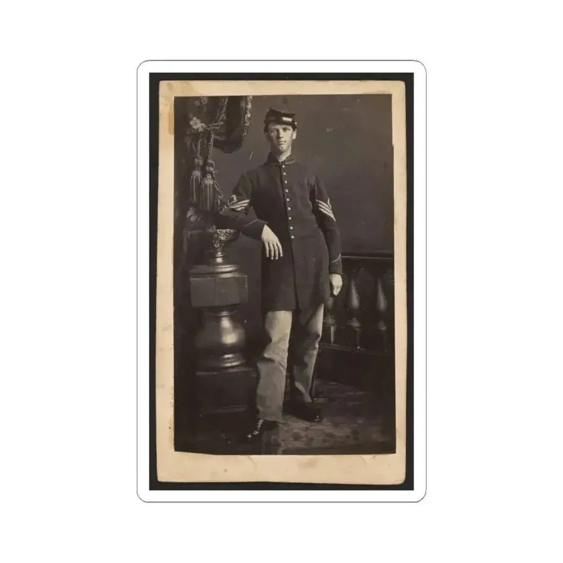 Full-Length Portrait of an Unidentified Civil War Soldier (U.S. Civil War) STICKER Vinyl Kiss-Cut Decal 6 Inch White - The Sticker Space