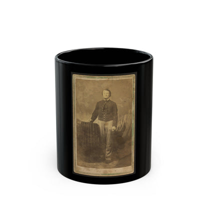 Full-Length Portrait Of Unidentified Civil War Soldier Standing Next To A Table (U.S. Civil War) Black Coffee Mug-11oz-The Sticker Space