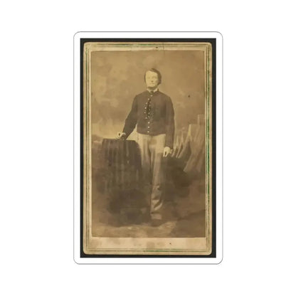 Full-Length Portrait of Unidentified Civil War Soldier Standing Next to a Table (U.S. Civil War) STICKER Vinyl Kiss-Cut Decal 3 Inch White - The Sticker Space
