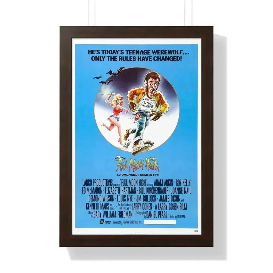 FULL MOON HIGH 1981 - Framed Movie Poster 16″ x 24″ Walnut - The Sticker Space