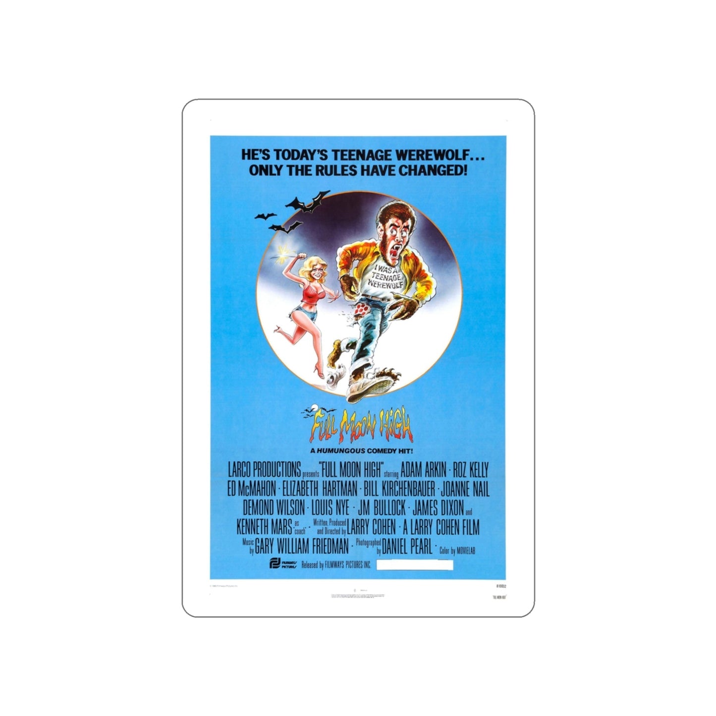 FULL MOON HIGH 1981 Movie Poster STICKER Vinyl Die-Cut Decal-3 Inch-The Sticker Space