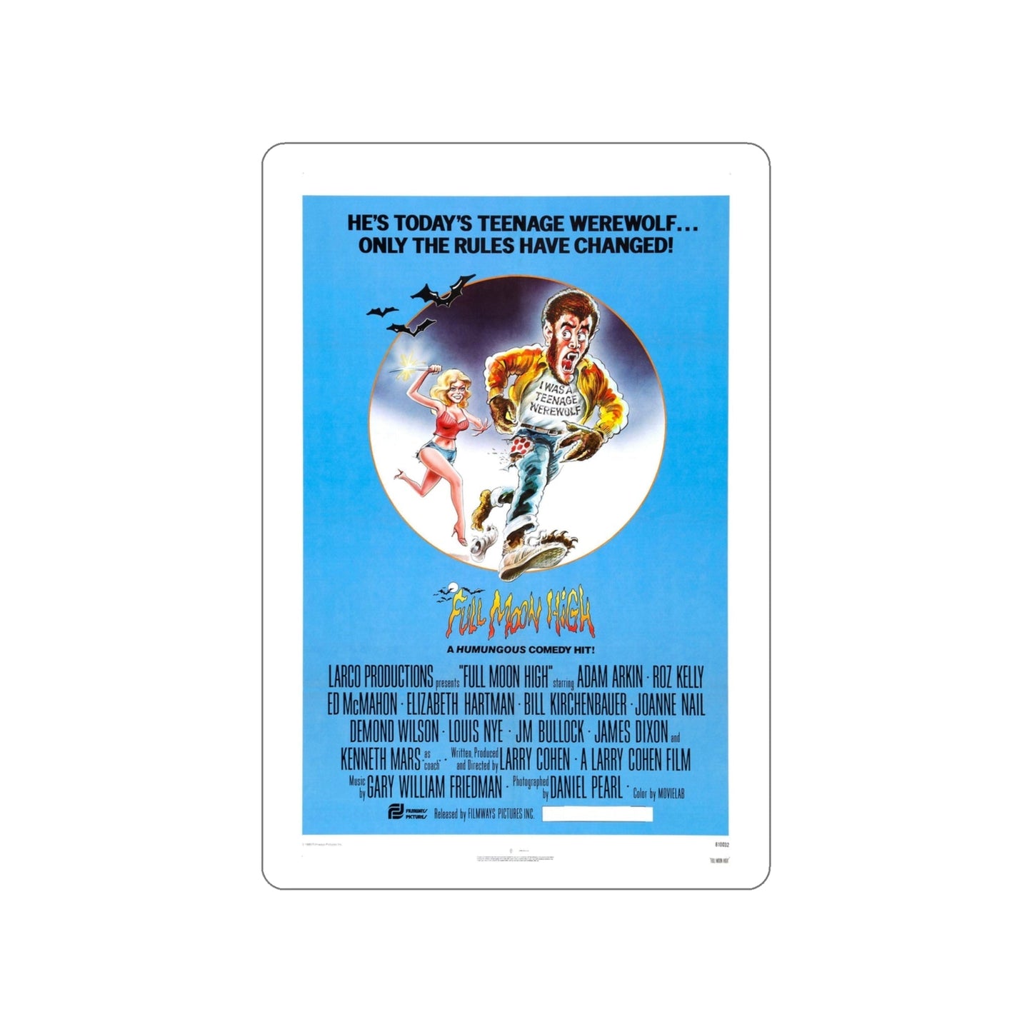 FULL MOON HIGH 1981 Movie Poster STICKER Vinyl Die-Cut Decal-4 Inch-The Sticker Space