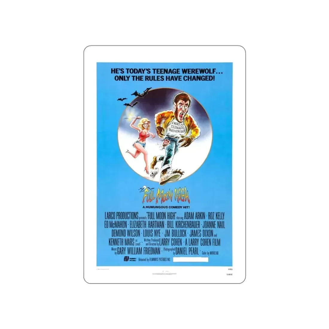 FULL MOON HIGH 1981 Movie Poster STICKER Vinyl Die-Cut Decal - The Sticker Space