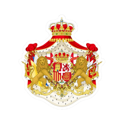 Full Ornamented Coat of Arms of Amadeo I of Spain (Spain) (Coat of Arms) STICKER Vinyl Kiss-Cut Decal 2 Inch White - The Sticker Space