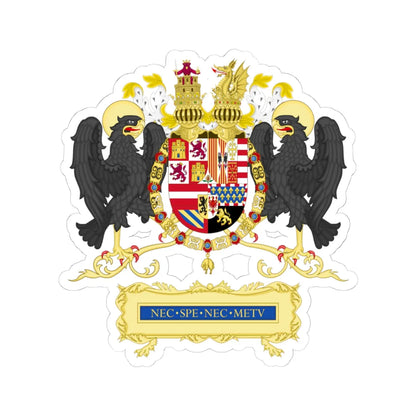 Full Ornamented Coat of arms of Philip II of Spain 1558-1580 (Spain) (Coat of Arms) STICKER Vinyl Kiss-Cut Decal 4 Inch White - The Sticker Space