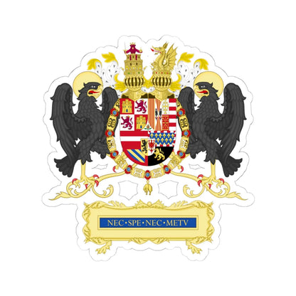 Full Ornamented Coat of arms of Philip II of Spain 1558-1580 (Spain) (Coat of Arms) STICKER Vinyl Kiss-Cut Decal 6 Inch White - The Sticker Space