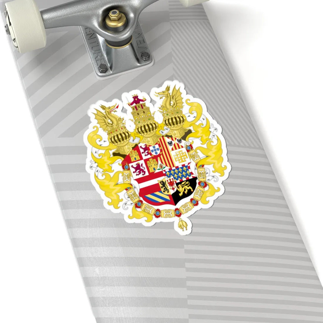 Full Ornamented Coat of Arms of Philip III and Charles V of Naples 1650-1700 (Spain) (Coat of Arms) STICKER Vinyl Kiss-Cut Decal - The Sticker Space