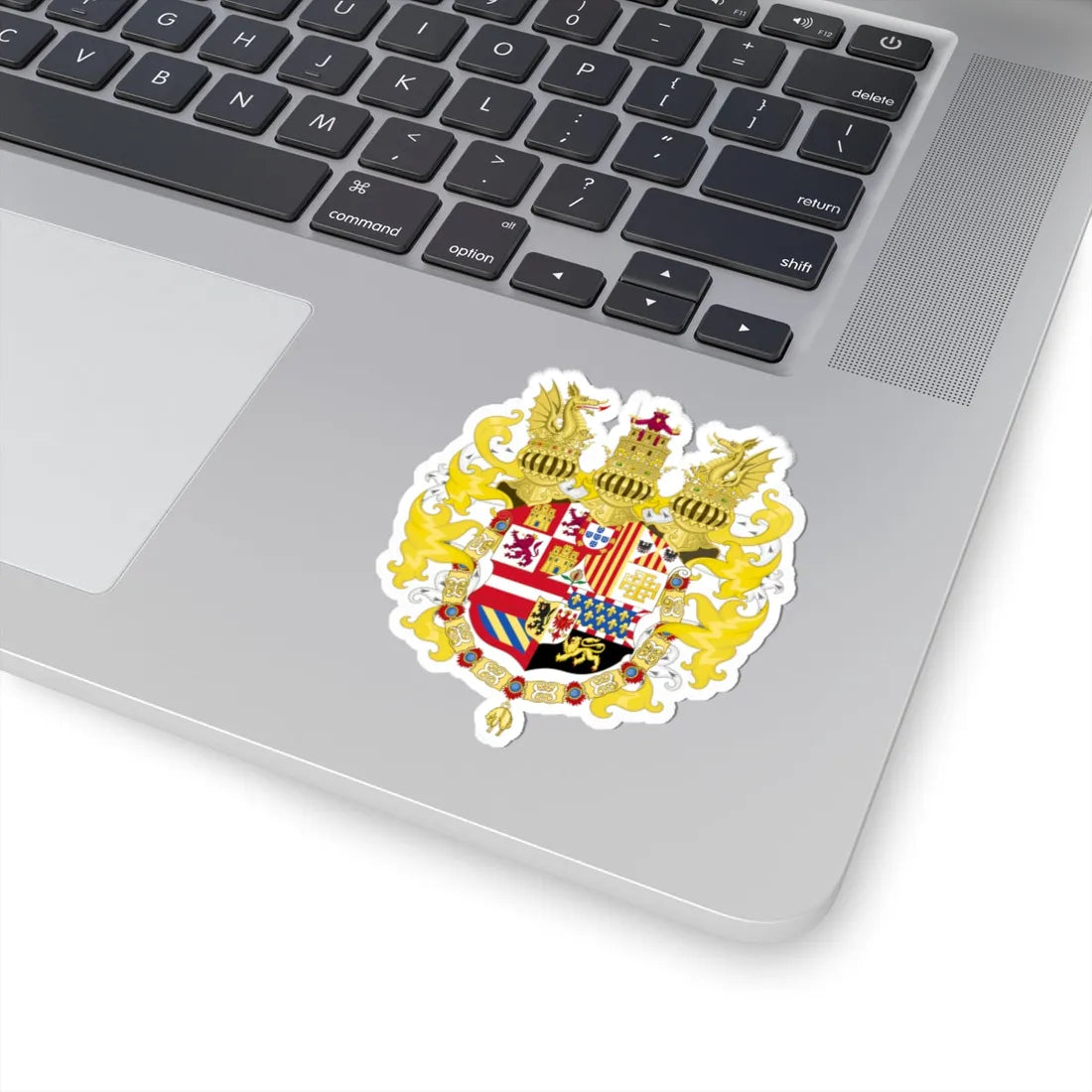 Full Ornamented Coat of Arms of Philip III and Charles V of Naples 1650-1700 (Spain) (Coat of Arms) STICKER Vinyl Kiss-Cut Decal - The Sticker Space