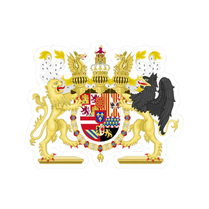 Full Ornamented Coat of Arms of Philip V of Spain with Navarre (Spain) (Coat of Arms) STICKER Vinyl Kiss-Cut Decal 2 Inch White - The Sticker Space